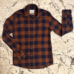 Boys Goodfellow & Co. Brown and Blue Plaid Button-up shirt. Sz small